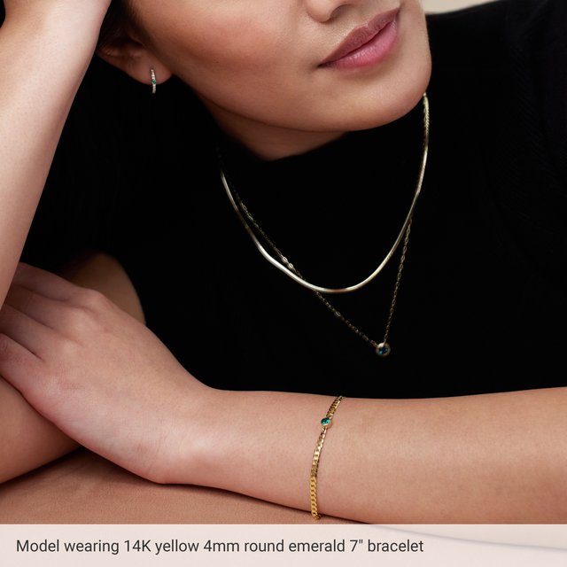 Bezel-Set Solitaire Curb Link Bracelet