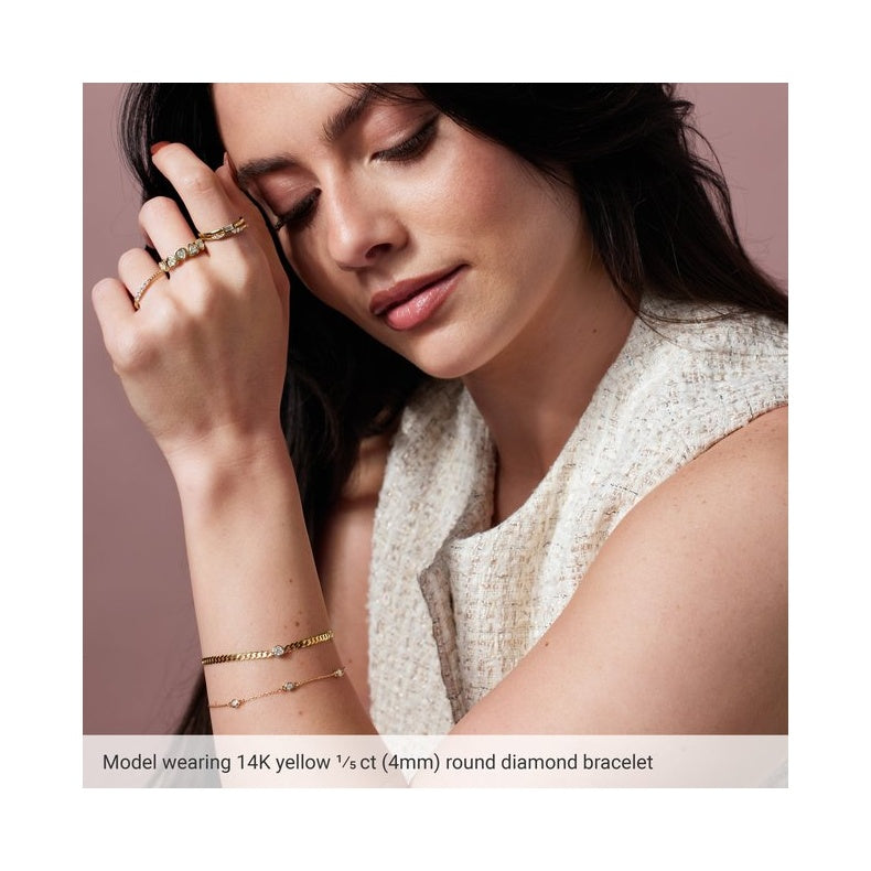 Bezel-Set Solitaire Curb Link Bracelet