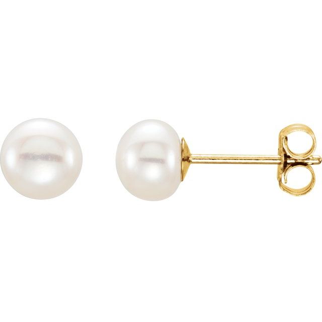 Button Pearl Stud Earrings
