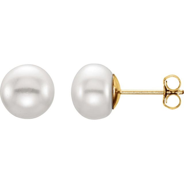 Button Pearl Stud Earrings