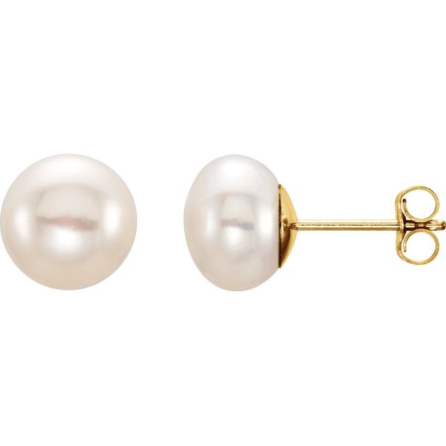 Button Pearl Stud Earrings