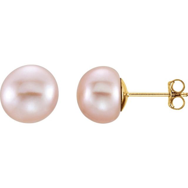 Button Pearl Stud Earrings