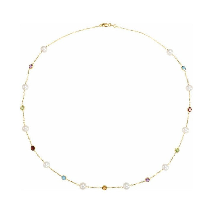 Pearl & Multi-Gemstone Station Necklace