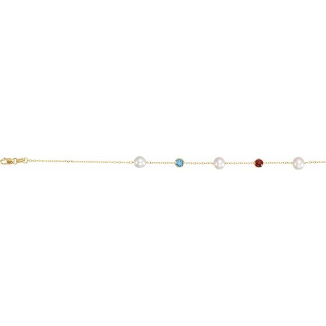 Pearl & Multi-Gemstone Station Necklace