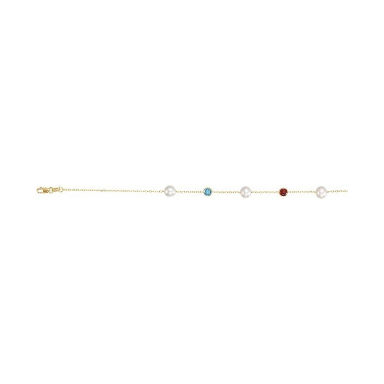 Pearl & Multi-Gemstone Station Necklace
