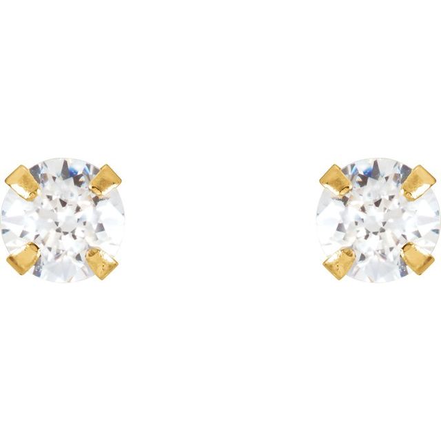Round 4-Prong Youth Stud Earrings