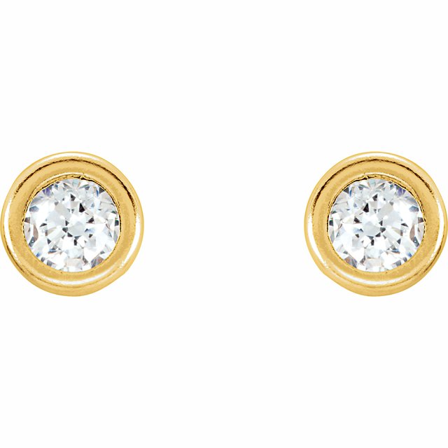 Round Bezel-Set Youth Stud Earrings
