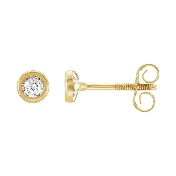 Round Bezel-Set Youth Stud Earrings