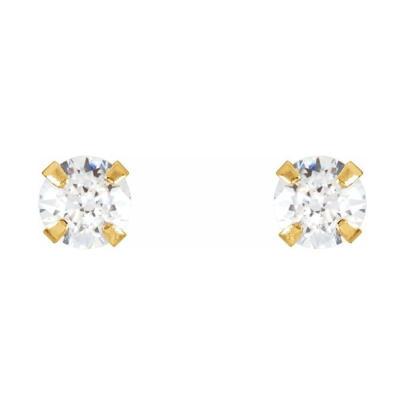 Round 4-Prong Youth Stud Earrings