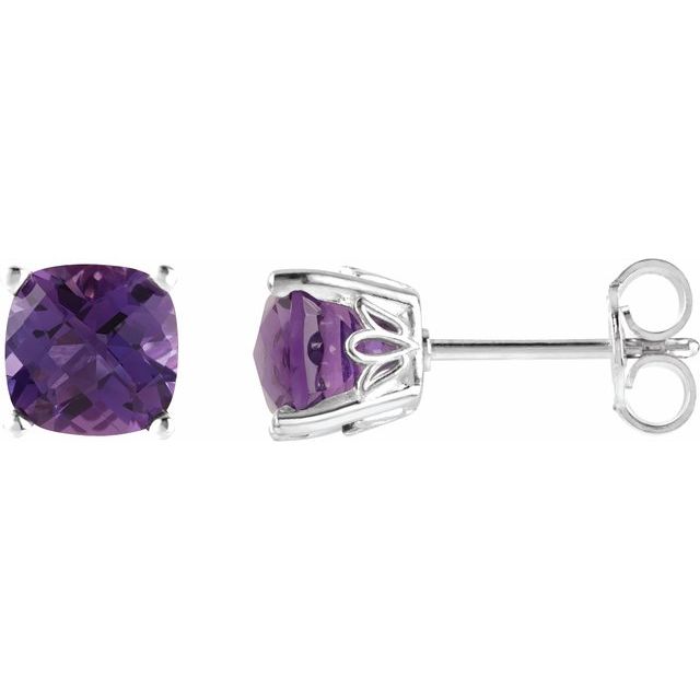 Cushion 4-Prong Scroll SettingÂ® Stud Earrings