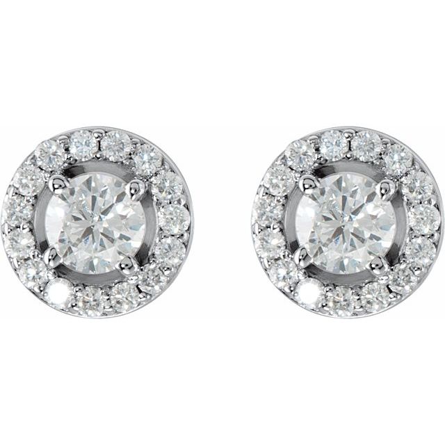 Round 4-Prong Halo-Style Earrings
