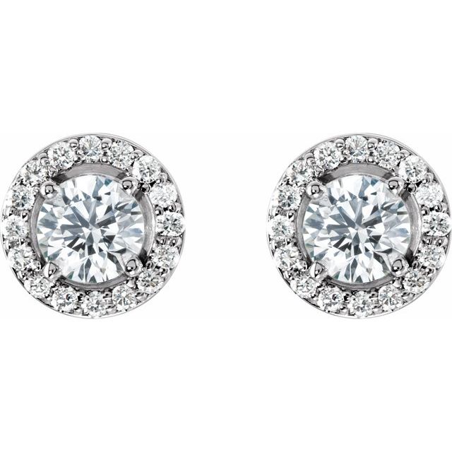 Round 4-Prong Halo-Style Earrings