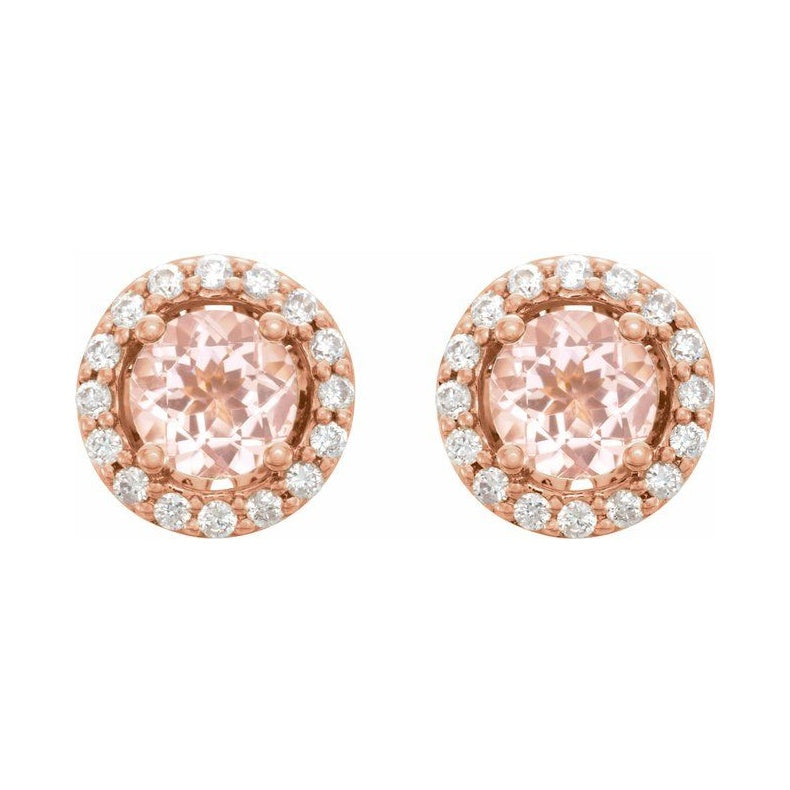 Round 4-Prong Halo-Style Earrings