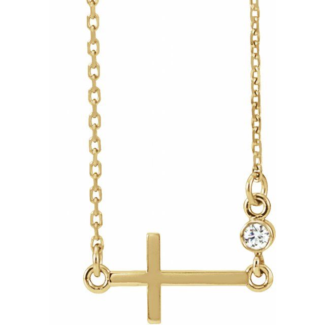 Accented Sideways Cross Necklace