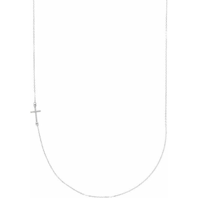 Accented Sideways Cross Necklace