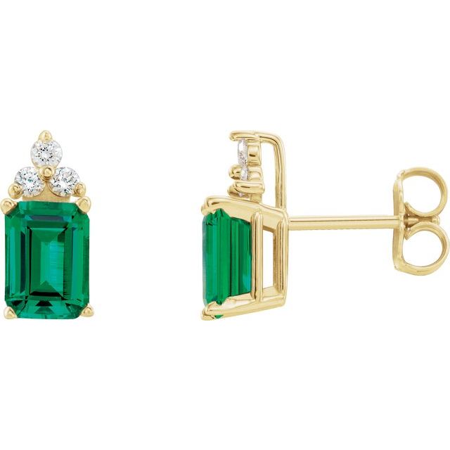 Emerald 4-Prong Accented Earrings