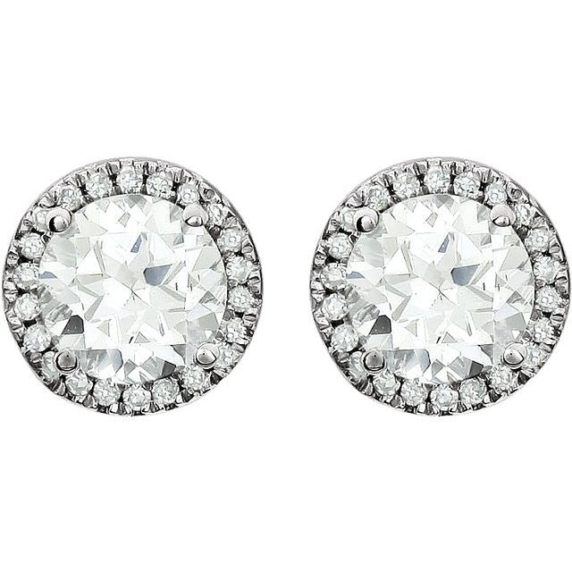 Round 4-Prong Halo-Style Birthstone Earrings