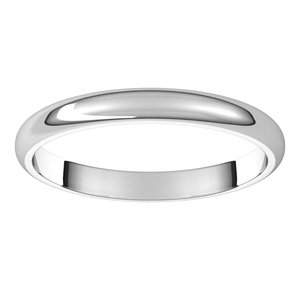 14K White 2.5 mm Half Round Band Size 10