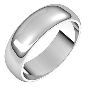 14K White 6 mm Half Round Band Size 10