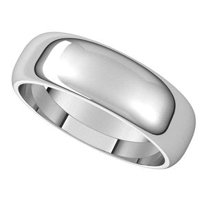 14K White 6 mm Half Round Band Size 10