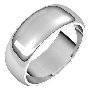 14K White 7 mm Half Round Band Size 10