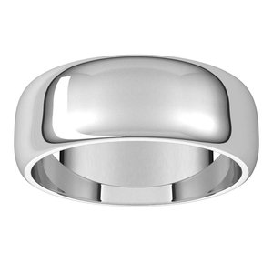 14K White 7 mm Half Round Band Size 10