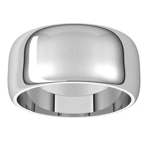 14K White 9 mm Half Round Band Size 10