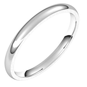 14K White 2 mm Half Round Comfort Fit Light Band Size 10