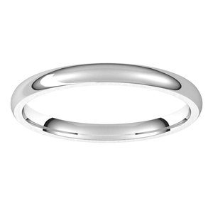 14K White 2 mm Half Round Comfort Fit Light Band Size 10