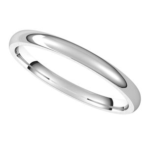 14K White 2 mm Half Round Comfort Fit Light Band Size 10