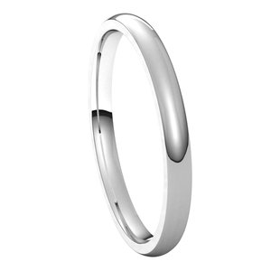 14K White 2 mm Half Round Comfort Fit Light Band Size 10