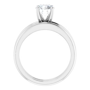 14K White  6.5 mm Round Solitaire Engagement Ring Mounting