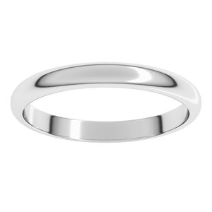 14K White 2.5 mm Half Round Band Size 10