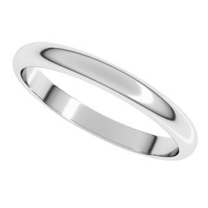 14K White 2.5 mm Half Round Band Size 10