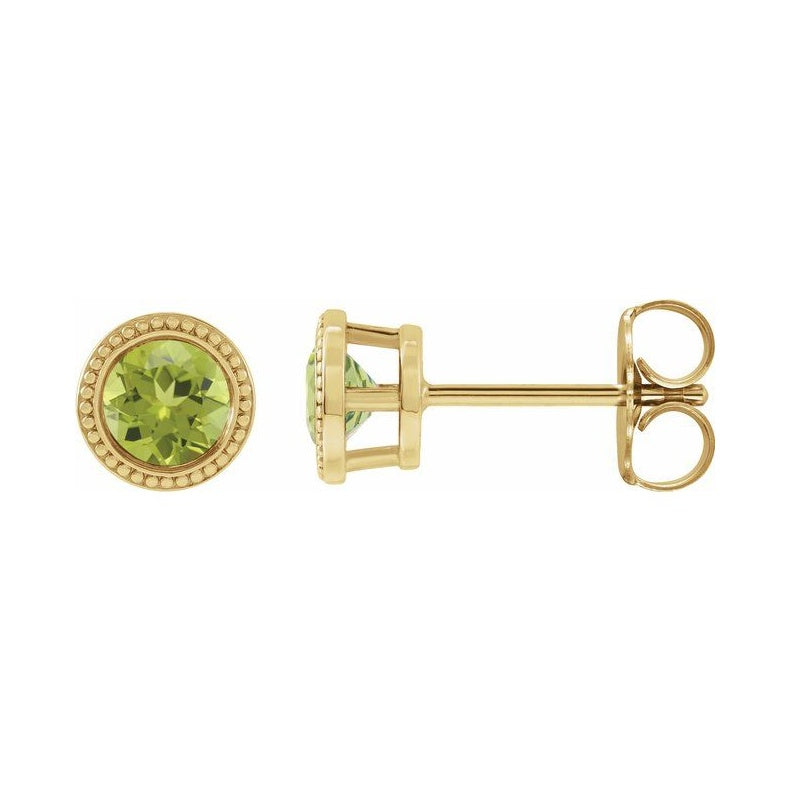 Round Bezel-Set Stud Earrings