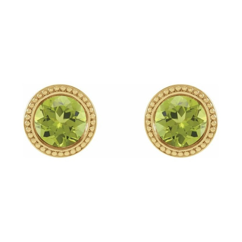 Round Bezel-Set Stud Earrings