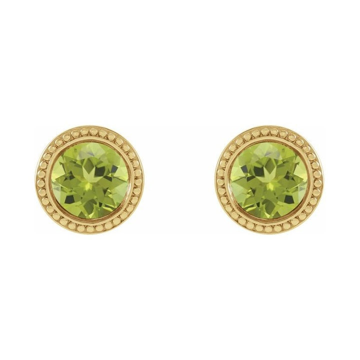 Round Bezel-Set Stud Earrings