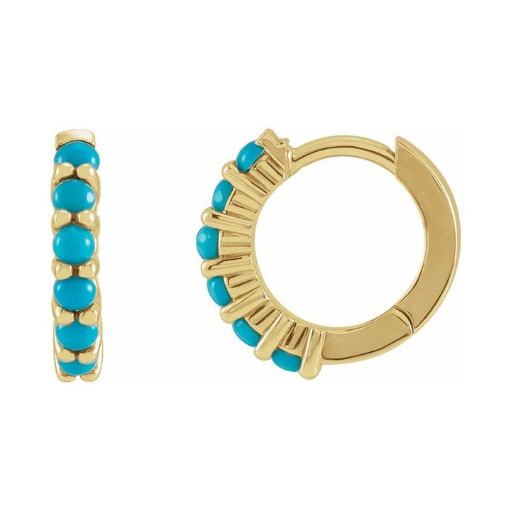 Cabochon Hinged Hoop Earrings