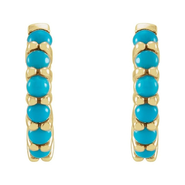 Cabochon Hinged Hoop Earrings
