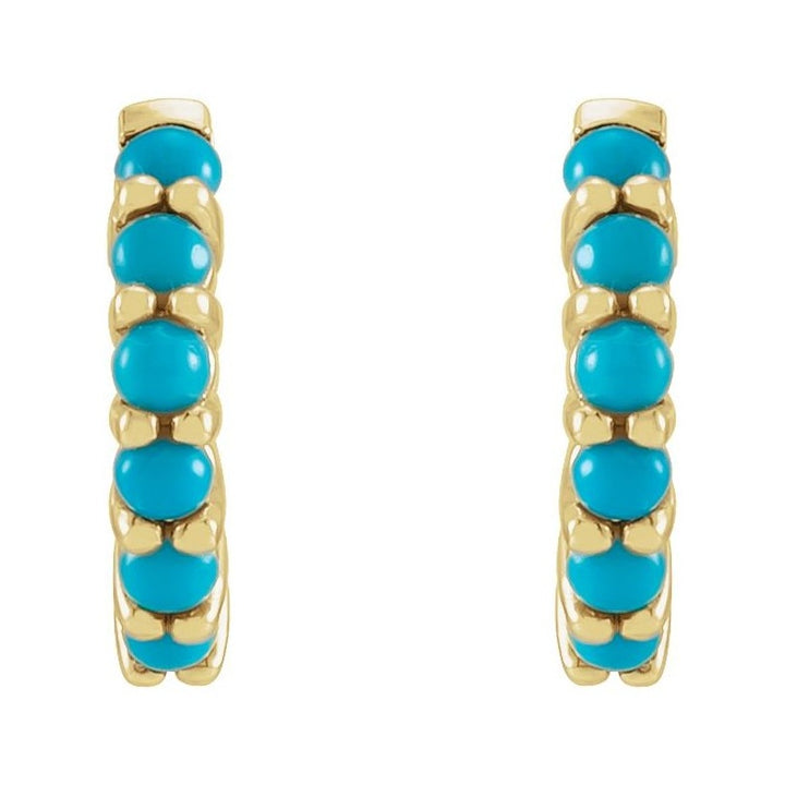 Cabochon Hinged Hoop Earrings