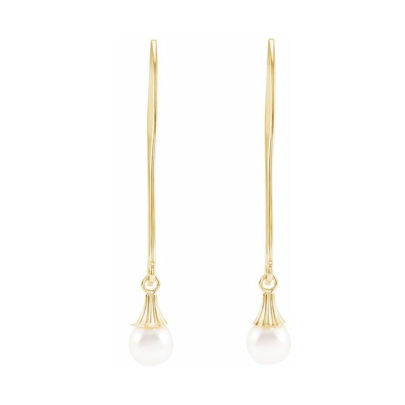 Dangle Wire Pearl Earrings