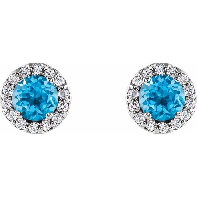 Round 4-Prong Halo-Style Earrings