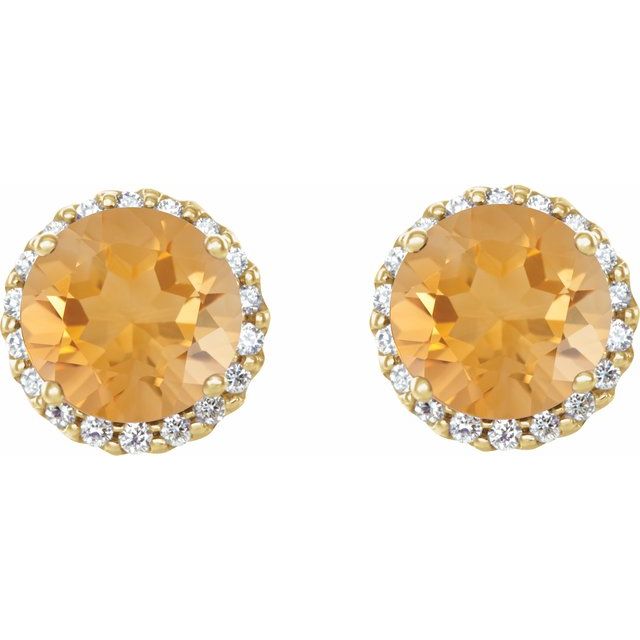 Round 4-Prong Halo-Style Earrings