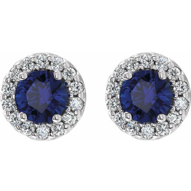 Round 4-Prong Halo-Style Earrings