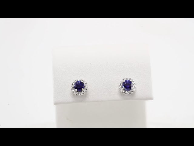 Round 4-Prong Halo-Style Earrings
