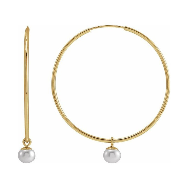 Pearl Endless Hoop Earrings
