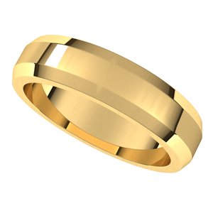 14K Yellow 5 mm Beveled Edge Band Size 6