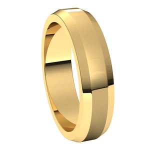 14K Yellow 5 mm Beveled Edge Band Size 6