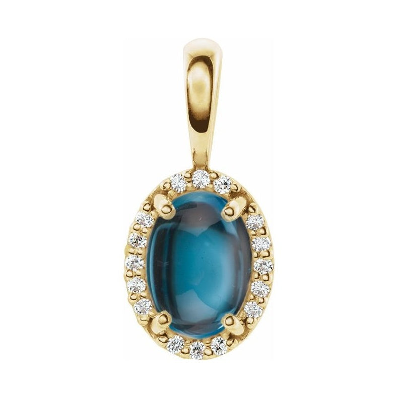 Oval 4-Prong Halo-Style Cabochon Pendant
