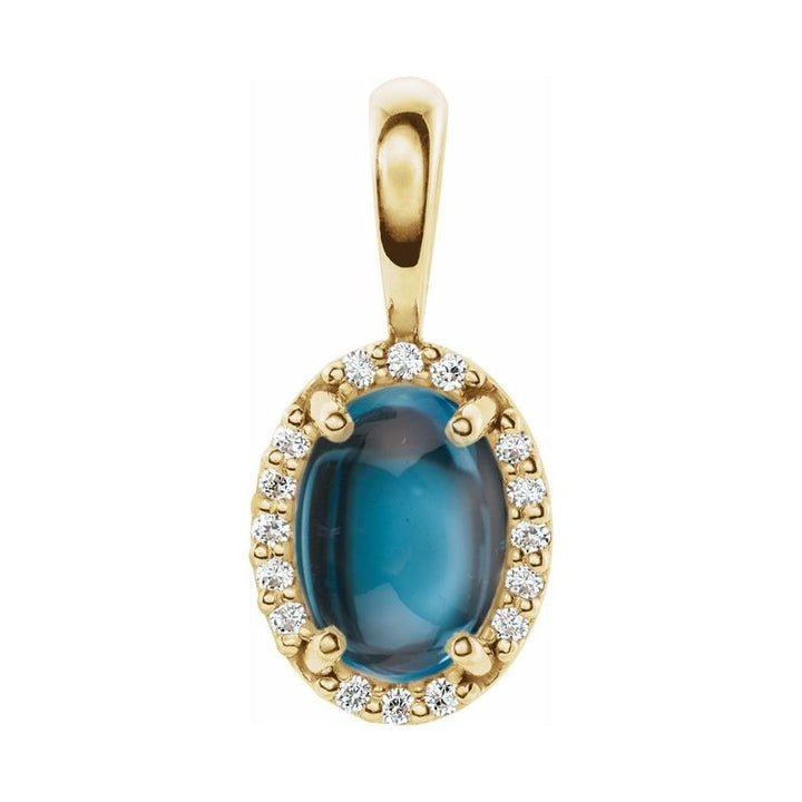Oval 4-Prong Halo-Style Cabochon Pendant